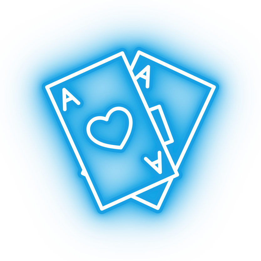 Neon blue cards icon